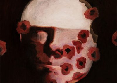 Face 18, Ritual Series / Kasvo 18, Rituaalisarja, oil and acrylic / öljy ja akryyli, 43 x45, 2024